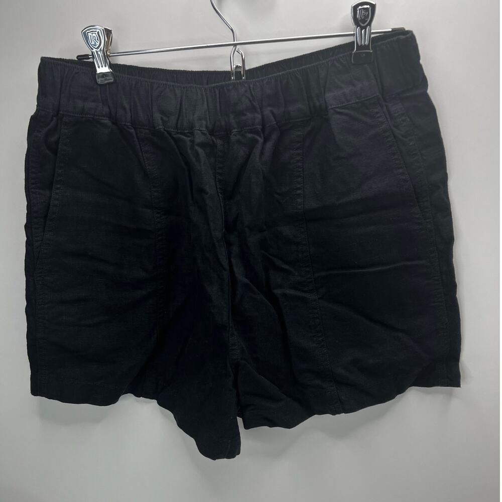 Madewell Pull On Shorts Linen Blend High Rise Black MD168 Women Small Lagenlook
